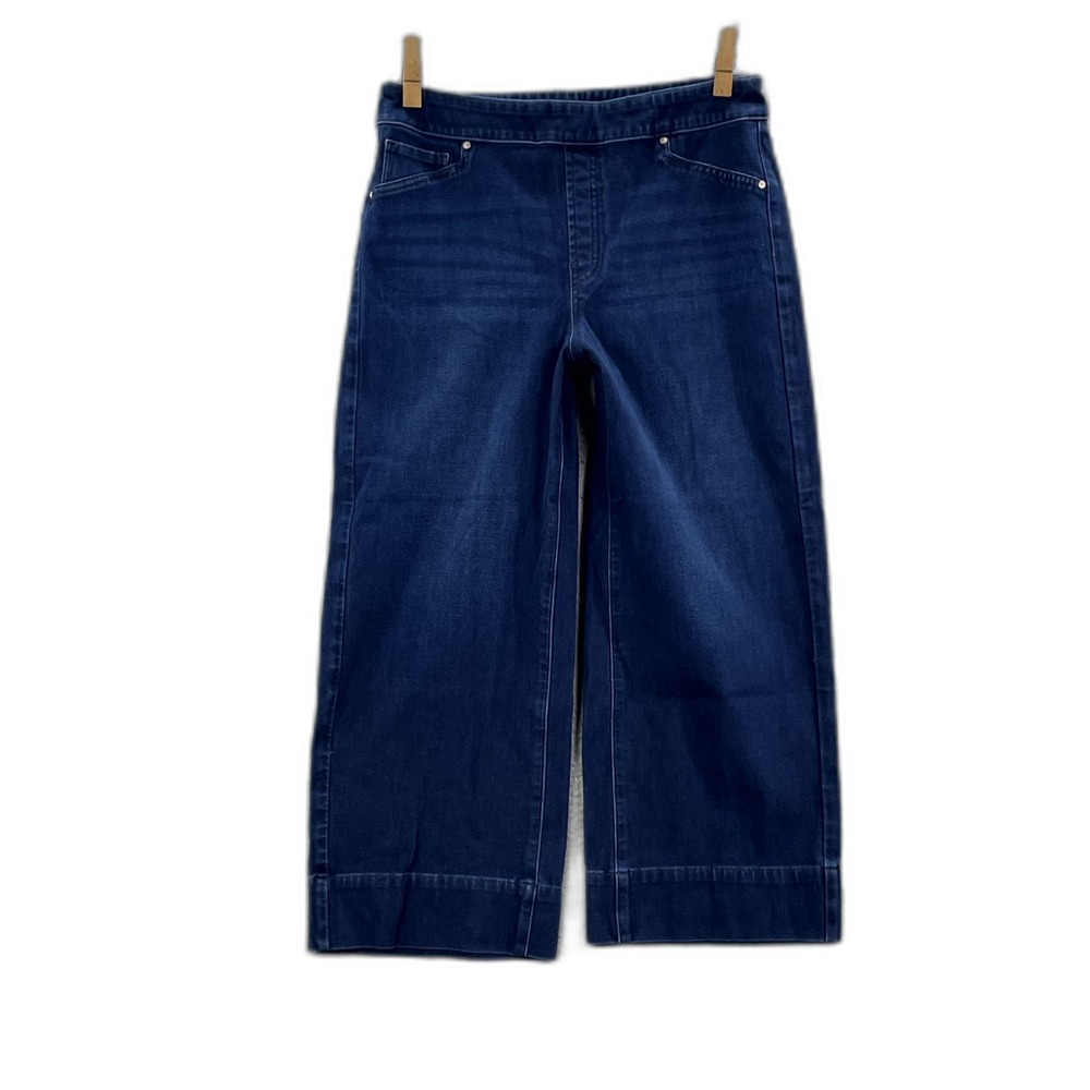 Chico's Pull On Wide Leg Crop Jeans Women 32x24* Denim Streetwear Gorpcore Skate